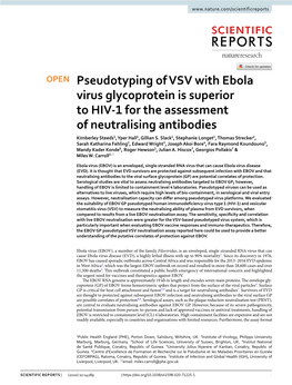 Pseudotyping of VSV with Ebola Virus Glycoprotein Is Superior to HIV-1 For