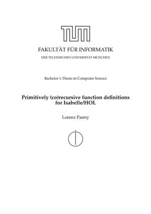 Recursive Function Definitions for Isabelle/HOL