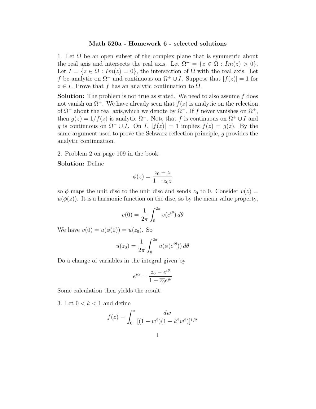 Math 520A - Homework 6 - Selected Solutions