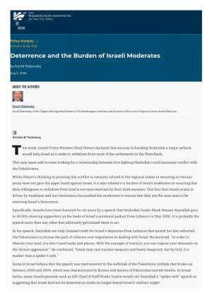 Deterrence and the Burden of Israeli Moderates | the Washington Institute
