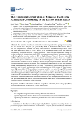 The Horizontal Distribution of Siliceous Planktonic Radiolarian Community in the Eastern Indian Ocean