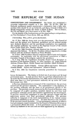 The Republic of the Sudan Jamhuryat Es-Sudan Constitution and Government