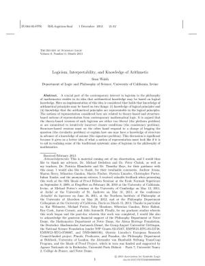 Logicism, Interpretability, and Knowledge of Arithmetic