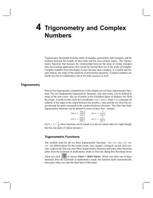 4 Trigonometry and Complex Numbers