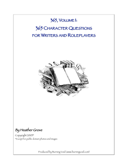 365 Character Questions for Writers and Roleplayers