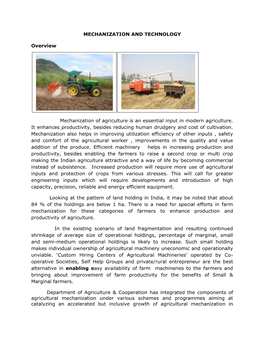 MECHANIZATION and TECHNOLOGY Overview