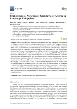 Spatiotemporal Variation of Groundwater Arsenic in Pampanga, Philippines
