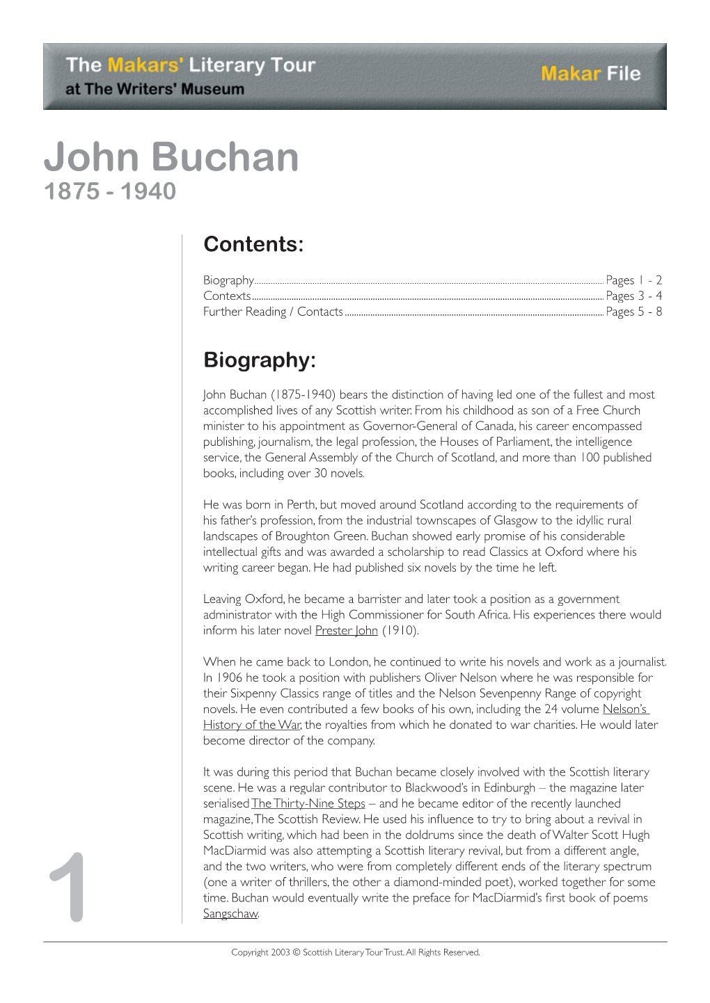 John Buchan 1875 - 1940