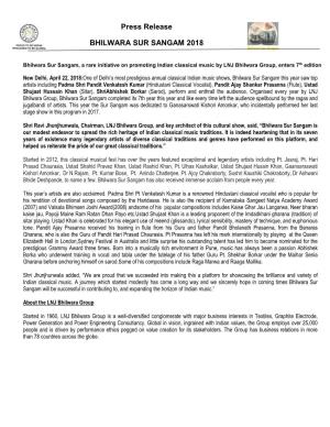 Press Release BHILWARA SUR SANGAM 2018