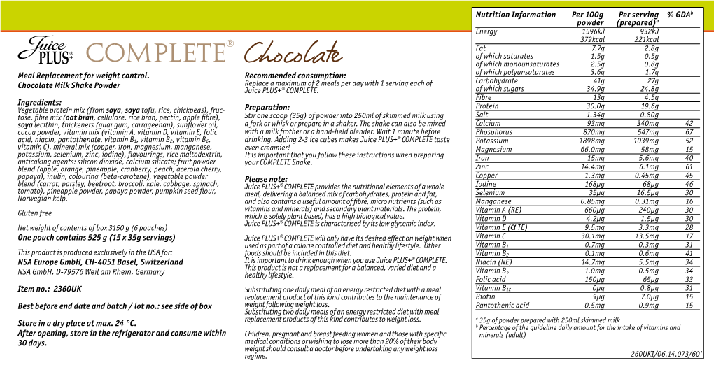 COMPLETE® Chocolate