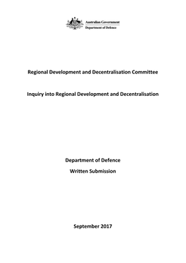 Regional Development and Decentralisation Committee Inquiry