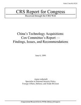 Cox Committee's Report