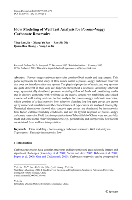 Flow Modeling of Well Test Analysis for Porous–Vuggy Carbonate Reservoirs