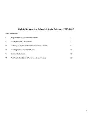 Highlights from the School of Social Sciences, 2015-2016