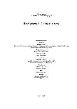 Bat Census in Crimean Caves