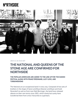 The National and Queens of the Stone Age Are Confirmed for Northside