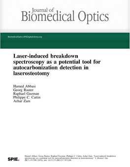 Laser-Induced Breakdown Spectroscopy As a Potential Tool for Autocarbonization Detection in Laserosteotomy