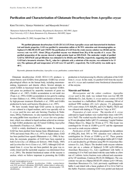 Purification and Characterization of Glutamate Decarboxylase