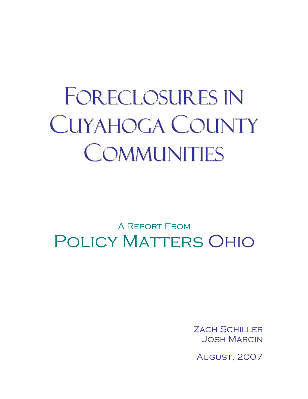 Foreclosures in Cuyahoga County Communities