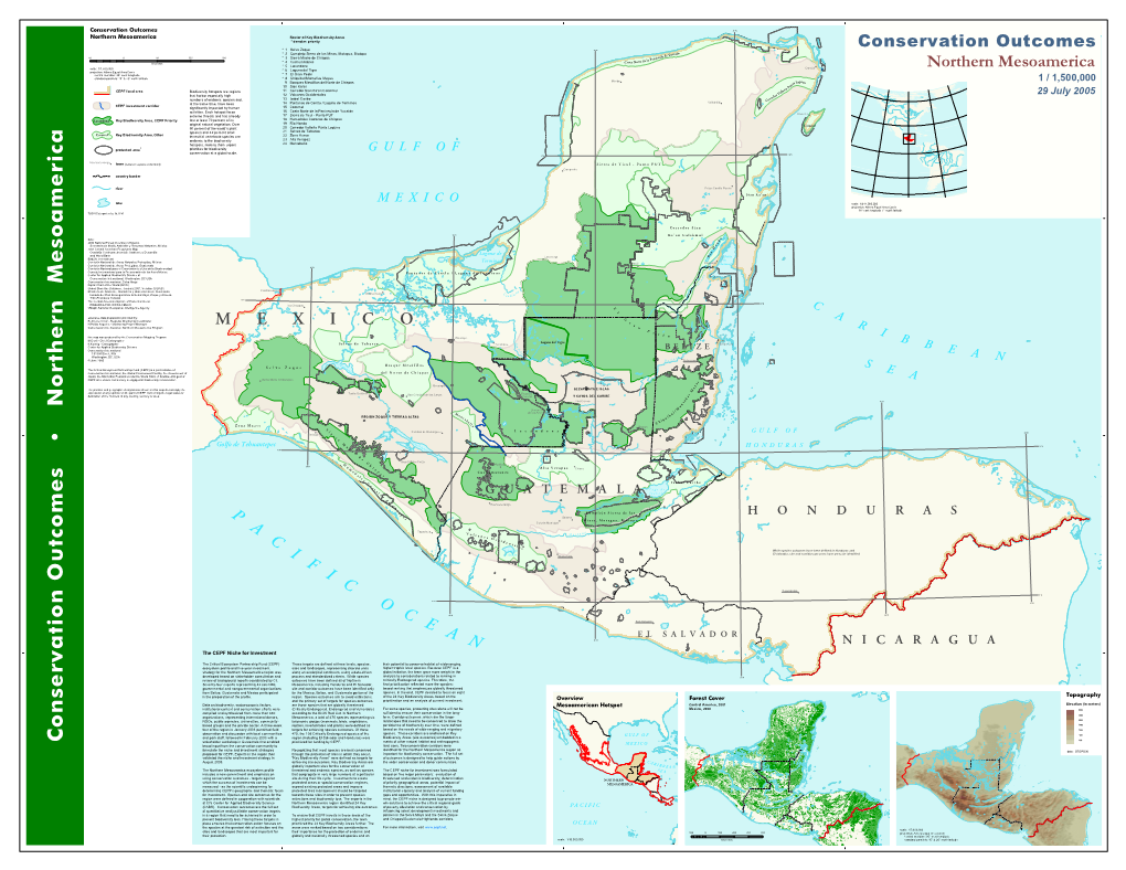 Map: Conservation Outcomes Northern Mesoamerica 2005
