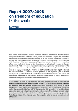 Report 2007/2008 on Freedom of Education in the World