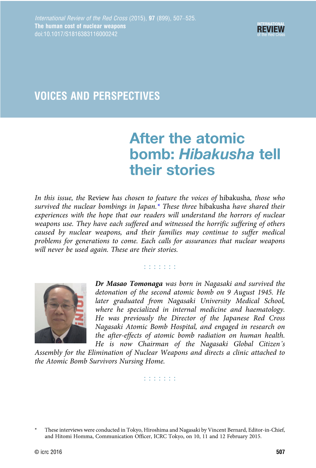 After the Atomic Bomb: Hibakusha Tell Their Stories