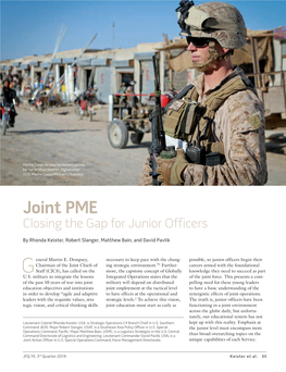 Joint PME: Closing the Gap for Junior Officers