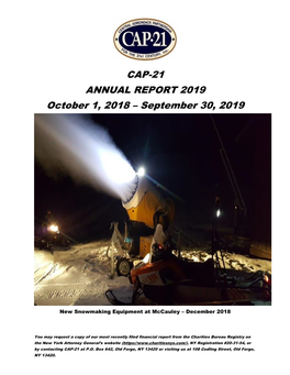 CAP-21 ANNUAL REPORT 2019 October 1, 2018 – September 30, 2019