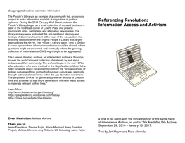 Referencing Revolution: Information Access and Activism