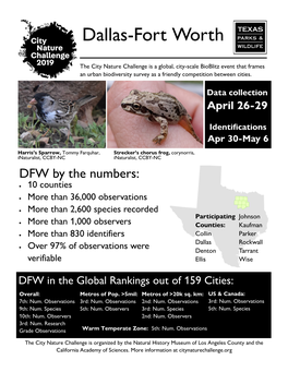 City Nature Challenge 2019 DFW Results