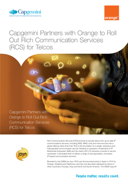 Capgemini Partners with Orange to Roll out Rich Communication Services (RCS) for Telcos