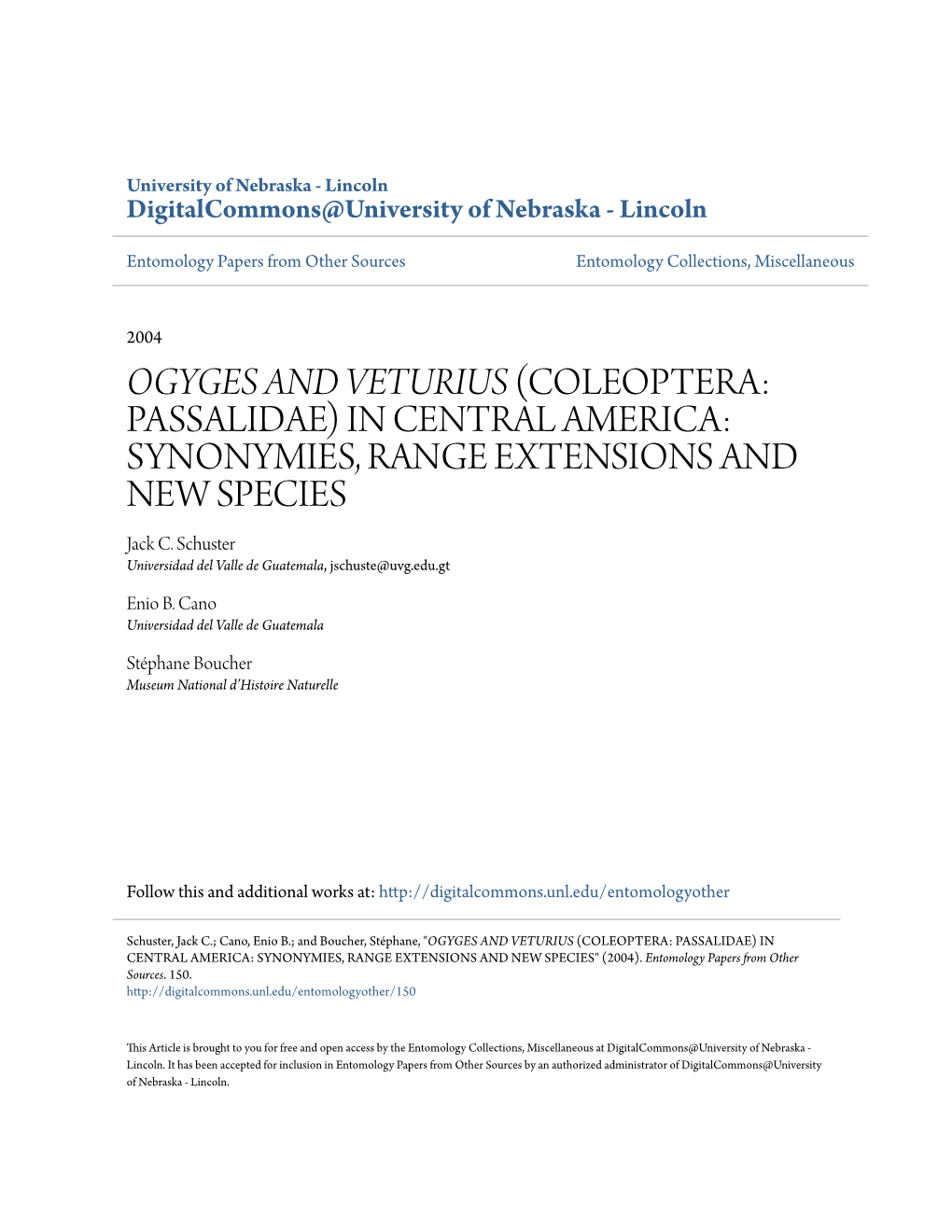 IN CENTRAL AMERICA: SYNONYMIES, RANGE EXTENSIONS and NEW SPECIES Jack C