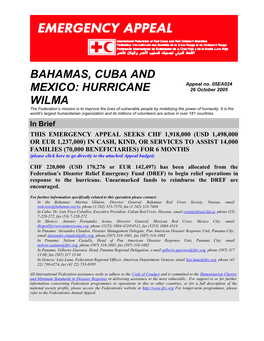 Bahamas, Cuba and Mexico: Hurricane Wilma; Appeal No