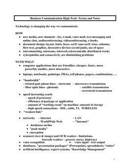 Business Communication High-Tech: Terms and Notes