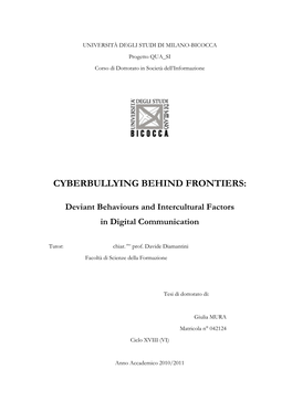 Cyberbullying Behind Frontiers Deviant Behaviours and Intercultural