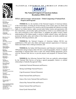 The National Congress of American Indians Resolution #PHX-16-020