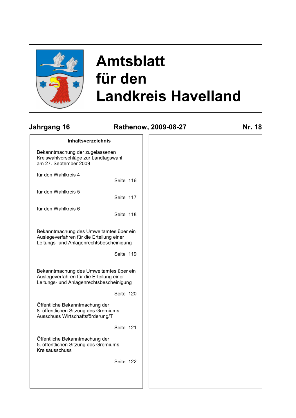 Amtsblatt Für Den Landkreis Havelland Seite 116