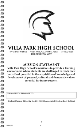 1 Villa Park High School's Mission Is to Provide a Learning Environment Where Students Are Challenged to Reach Their Individua