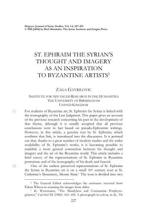 St. Ephraim the Syrian's Thought and Imagery As an Inspiration to Byzantine Artists