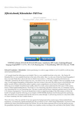 [Qicx6.Ebook] Khrushchev Pdf Free