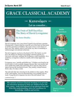 March 2017 Volume 10, Issue 2 GRACE CLASSICAL ACADEMY