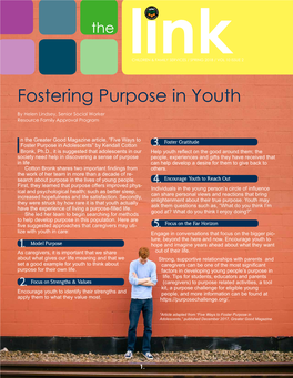 Fostering Purpose in Youth