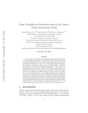 Some Thoughts on Geometries and on the Nature of the Gravitational Field