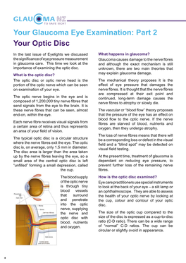 Your Glaucoma Eye Examination: Part 2 Your Optic Disc