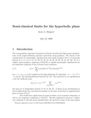 Semiclassical Limits for the Hyperbolic Plane