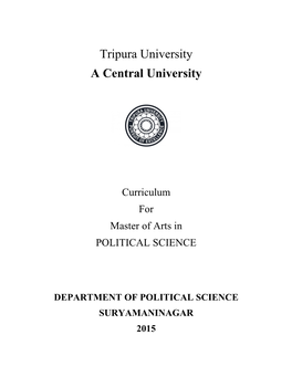 Curriculum for Master of Arts in POLITICAL SCIENCE