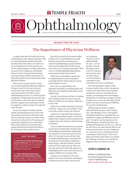 Ophthalmologylewis KATZ SCHOOL of MEDICINE at TEMPLE UNIVERSITY DEPARTMENT of OPHTHALMOLOGY NEWSLETTER