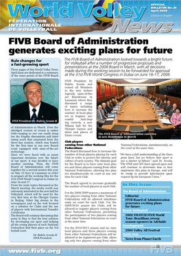 Fivb Board of Administration Generates Exciting Plans for Future