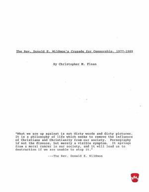 The Rev. Donald E. Wildmon's Crusade for Censorship, 1977-1989
