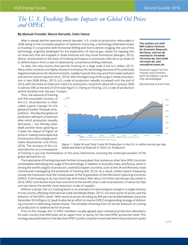 The U. S. Fracking Boom: Impacts on Global Oil Prices and OPEC